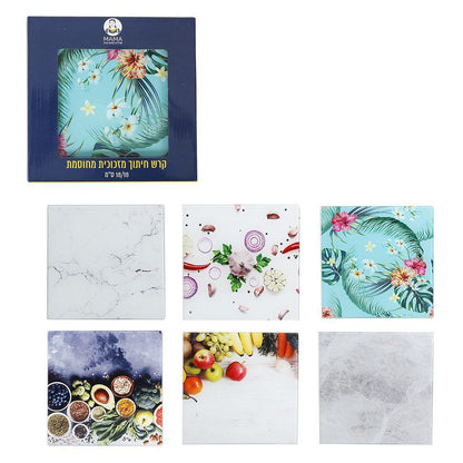 קרש חיתוך מזכוכית מחוסמת מגוון גדלים ודגמים-קרש חיתוך-MAMA-קטן- 18/18 ס״מ-סופר הום