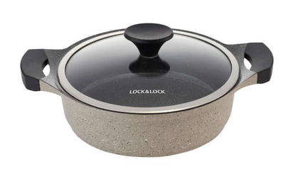 STONE סירי יציקה וסוטז' בציפוי אבן שיש במגוון גדלים - סדרת-סירי אלומיניום-Lock & Lock-סוטז׳ יציקה 24 ס״מ. Stone-סופר הום
