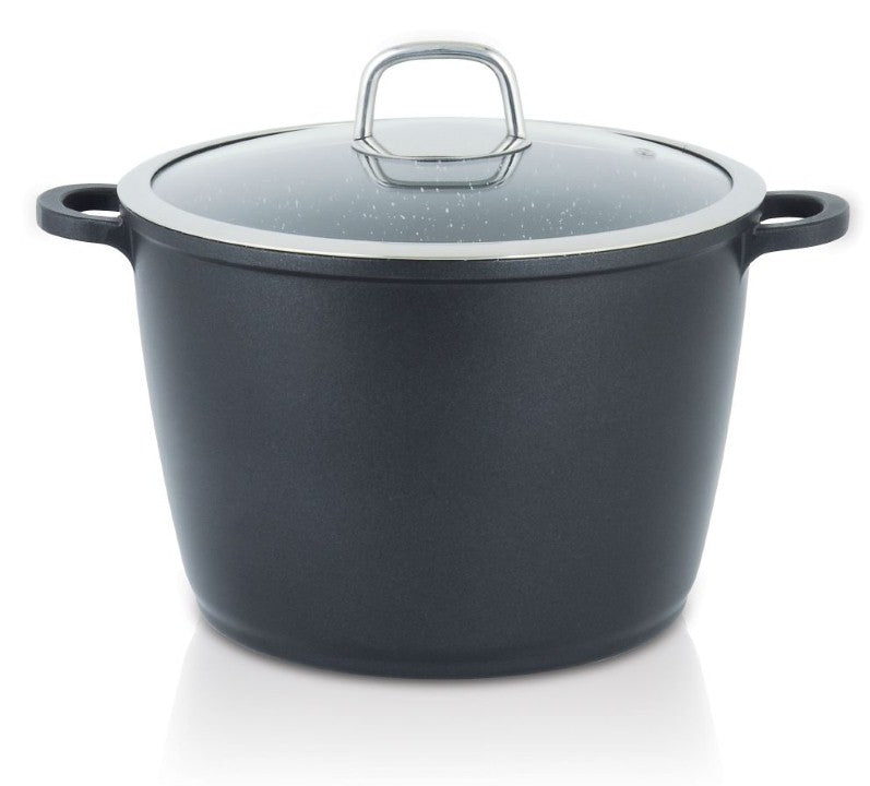 סירי אלומיניום בציפוי שיש במגוון גדלים - סדרת Mineral Stone-סירי אלומיניום-Soltam סולתם-סיר גבוה 6.5 ליטר- 24 ס״מ-סופר הום