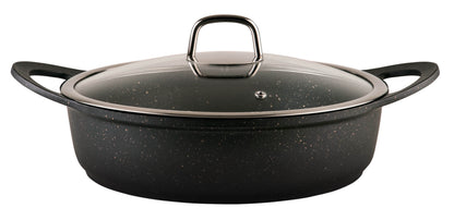 RICHSTONE סדרת סירים שיש זהב וכסף יציקת אלומניום במגוון גדלים-סירי אלומיניום-Soltam סולתם-סוטז' קוטר 28 ס"מ-סופר הום