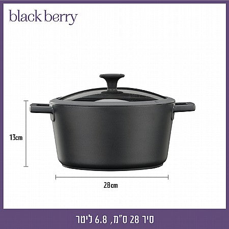 BLACKBERRY סדרת סירים במגוון גדלים - סדרת-סירי אלומיניום-Food Appeal-סיר 6.8 ליטר, 28 ס"מ-סופר הום