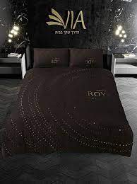 סט מצעים זוגי במגוון צבעים-סט זוגי-Via Home-שחור מדוגם זהב-סופר הום