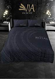 סט מצעים זוגי במגוון צבעים-סט זוגי-Via Home-שחור מדוגם לבן-סופר הום