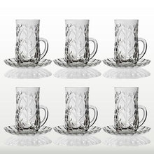 טען תמונה לצפייה בגלריה, סט 6 כוסות תה + צלחות קריסטל LAURUS-סט תה קריסטל-RCR ITALY-סופר הום
